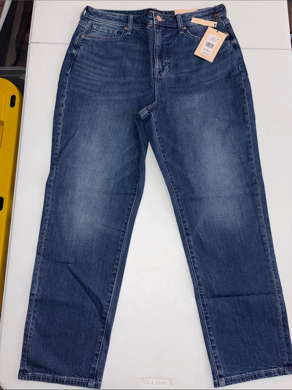 NYDJ Women Jeans 6 Relaxed Straight-Leg Pants Dark Blue Wash Boyfriend NWT